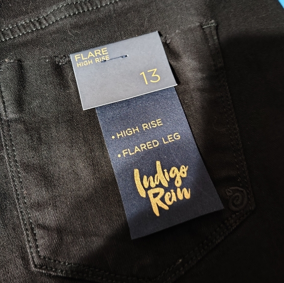 Indigo Rein High Rise Black Flare Jeans /SZ 13/NWT/ Recycled Bottles/ Info - Picture 5 of 11